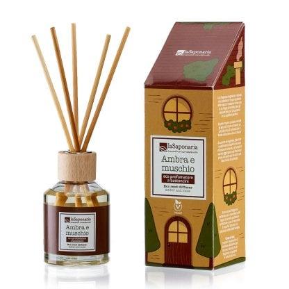 Eco profumatore a bastoncini - Ambra e Muschio -100 ml - LaSaponaria