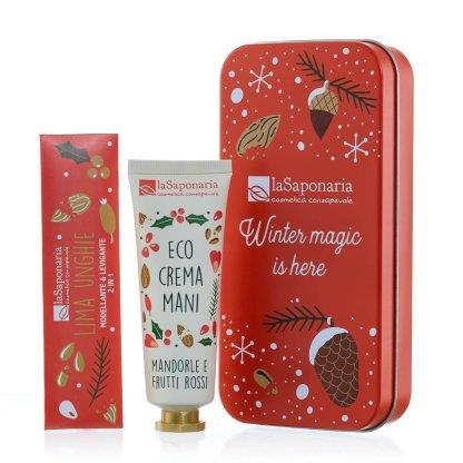 Scrigno - Crema Mani Mandorle e frutti rossi + Limetta unghie Festa - LaSaponaria