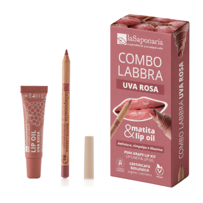Make-up Combo UVA ROSA: labbra lip oil + matita  - LaSaponaria